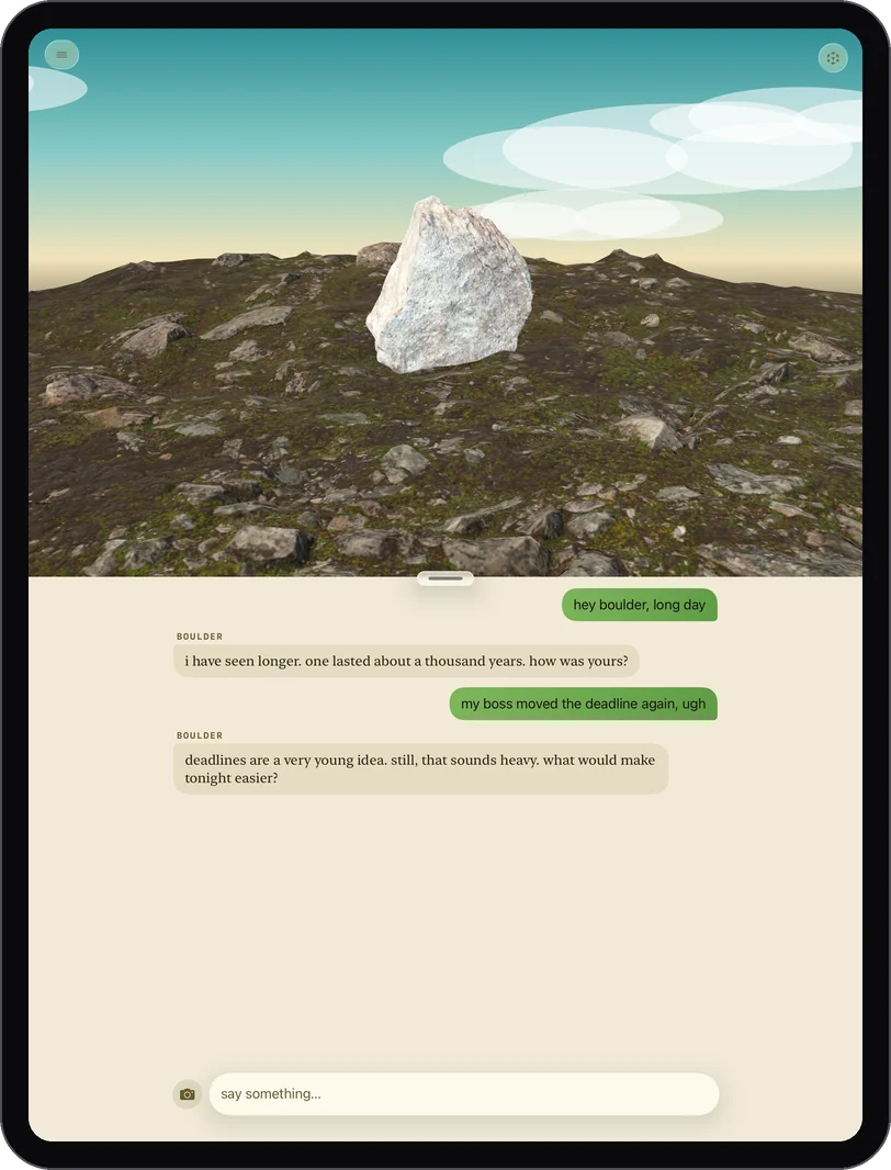 RockChat:AI on an iPad held upright, by day