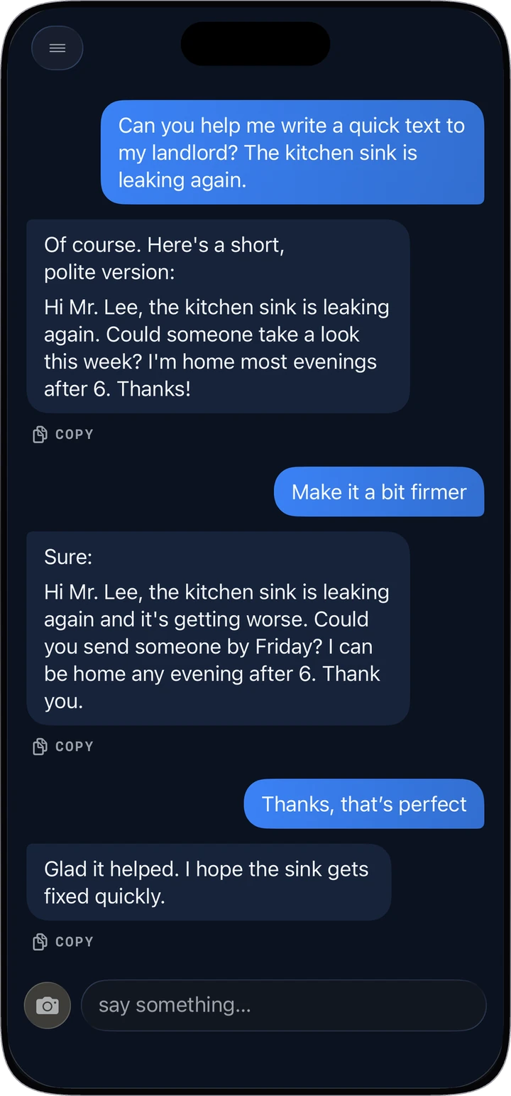 Pro mode, text only