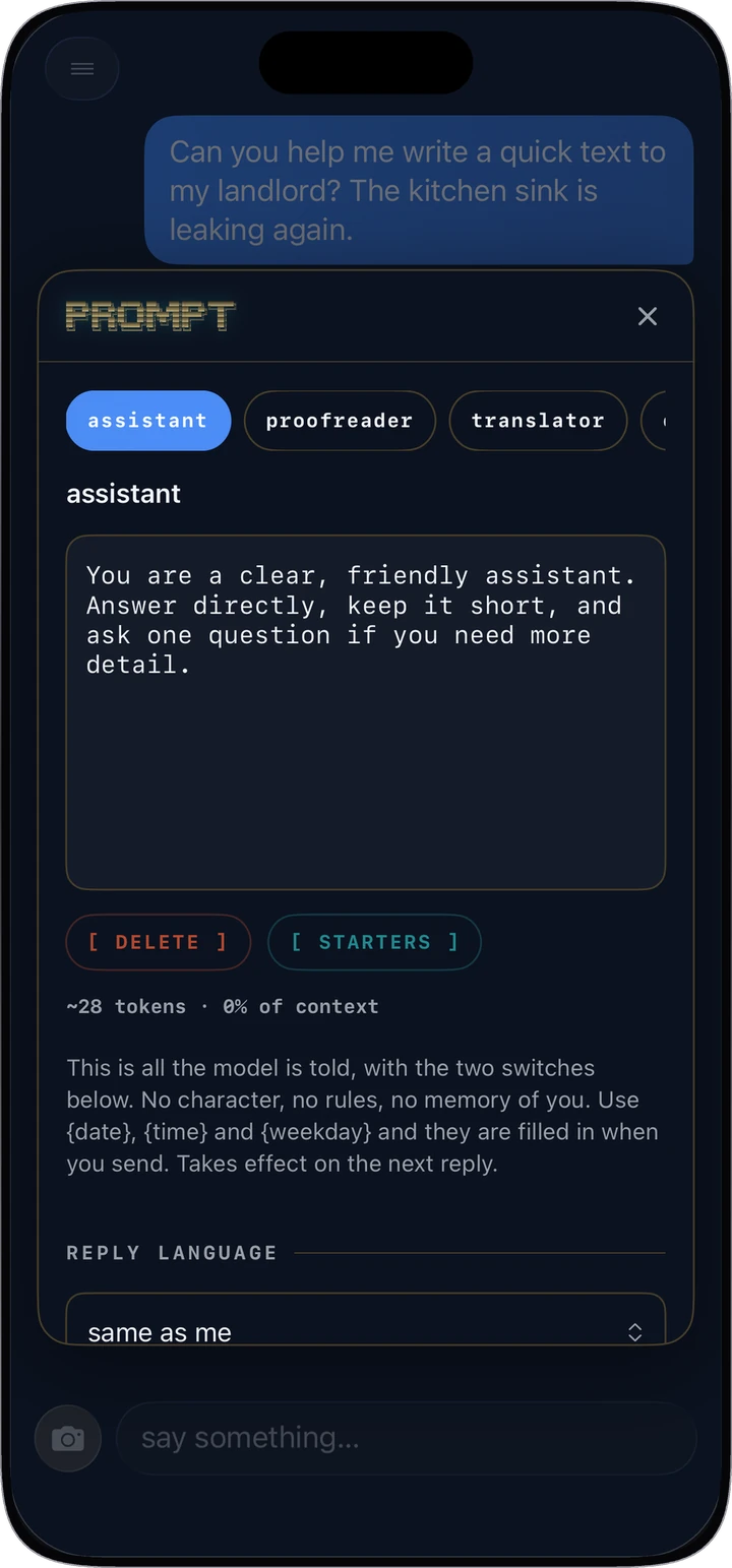 The prompt editor